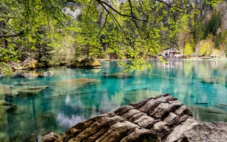 Картинка озеро, природа, лес, камни, вода, пейзаж, отражение