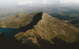 Картинка горы, пейзаж, природа, озеро, скалы, высота, облака