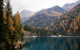 Картинка природа, горы, озеро, лес, осень, пейзаж, отражение