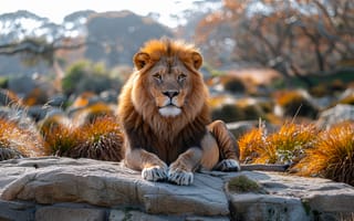 Картинка лев, дикая природа, животные, пейзаж, фотография, природа, медитация