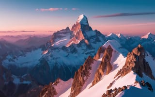 Картинка горы, пейзаж, природа, закат, снег, высота, красота