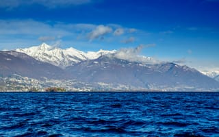 Картинка горы, озеро, природа, пейзаж, небо, вода, снег