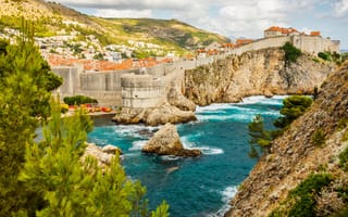 Картинка город, море, крепость, пейзаж, природа, скалы, архитектура