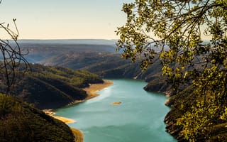 Картинка природа, пейзаж, река, горы, озеро, лес, вода, солнце, отдых, красота