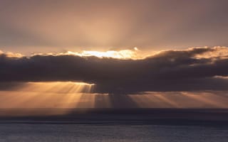 Картинка море, закат, облака, свет, природа, пейзаж, спокойствие