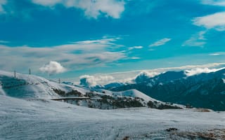 Картинка горы, снег, небо, пейзаж, природа, зима, облака