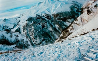 Картинка горы, снег, зима, пейзаж, природа, холод, лед