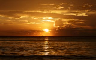 Картинка закат, море, пейзаж, природа, облака, солнце, спокойствие