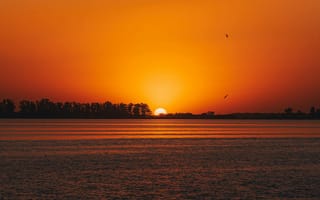 Картинка закат, природа, река, пейзаж, небо, водоем, тишина