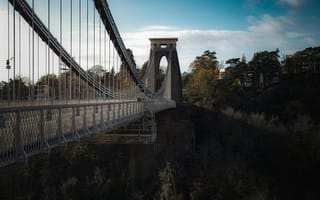 Картинка мост, архитектура, природа, пейзаж, город, небо, осень