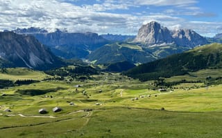 Картинка горы, пейзаж, природа, долина, небо, зелень, отдых