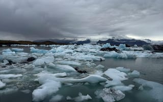 Картинка ледник, природа, пейзаж, вода, горы, облака, арктика