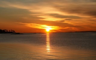 Картинка закат, море, природа, пейзаж, солнце, отражение, небо