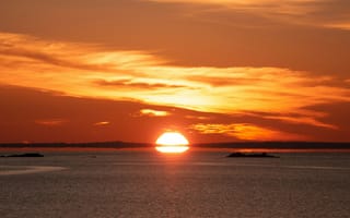 Картинка закат, море, природа, пейзаж, небо, солнце, водная гладь