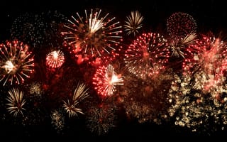 Картинка фейерверк, праздник, ночное небо, свет, взрыв, красный, радость, празднование