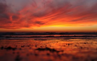 Картинка закат, море, пейзаж, небо, волны, природа, отражение