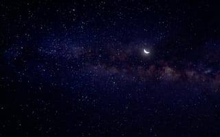 Картинка космос, звезды, луна, галактика, ночное небо, астрономия, вселенной