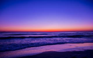 Картинка закат, море, пейзаж, природа, океан, синий, песок, красота