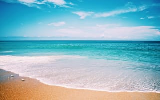 Картинка море, пляж, песок, небо, волны, отдых, природа