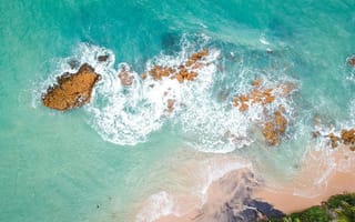Картинка море, пляж, волны, скалы, природа, отдых, лето