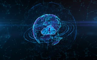 Картинка глобус, технологии, цифровой, интернет, облако, данные, космос