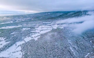 Картинка зима, снег, пейзаж, горы, природа, облака, лес