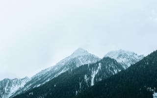 Картинка горы, природа, зима, пейзаж, снег, небо, лес
