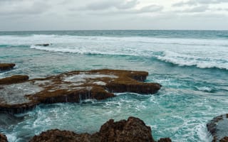 Картинка море, пейзаж, скалы, волны, природа, океан, облака