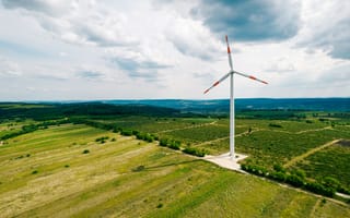 Картинка ветряная мельница, природа, пейзаж, экология, энергия, небо, зеленые поля