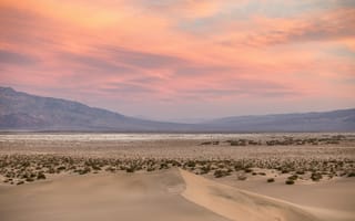 Картинка пейзаж, пустыня, закат, горы, природа, песок, небо