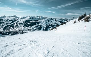 Картинка горнолыжный курорт, зима, снег, горы, пейзаж, катание на лыжах, природа