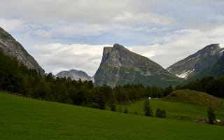 Картинка горы, природа, пейзаж, лес, небо, зелень, скалы