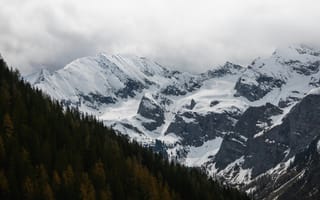 Картинка горы, снег, природа, пейзаж, лес, облака, зима