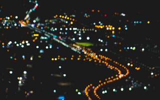 Картинка ночной город, огни, размытость, улицы, пейзаж, городская жизнь, фото
