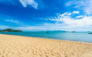 Картинка пляж, море, песок, небо, отдых, природа, лето