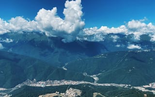 Картинка горы, небо, облака, пейзаж, природа, отдых, вдохновение