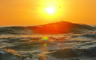 Картинка море, закат, волны, солнце, природа, пейзаж, океан, песок, путешествие, спокойствие