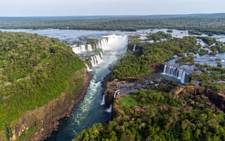 Картинка водопад, природа, пейзаж, река, лес, Игуасу, водная стихия