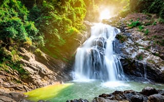 Картинка водопад, природа, пейзаж, лес, вода, отдых, красота