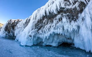 Картинка лед, природа, зима, пейзаж, горный, замерзшее озеро, кристаллы