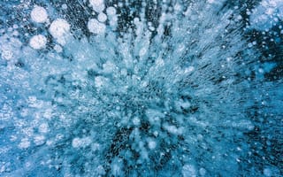 Картинка вода, пузырьки, сплэш, синий, текстура, абстракция, природа