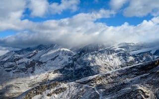 Картинка горы, пейзаж, природа, снег, облака, небо, зима