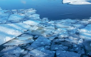 Картинка лед, вода, зима, природа, пейзаж, синий, отражение