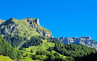 Картинка горы, природа, пейзаж, небо, зелень, лето, ландшафт