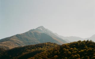 Картинка горы, природа, пейзаж, осень, небо, лес, снег