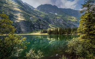 Картинка природа, озеро, горы, лес, пейзаж, отражение, спокойствие