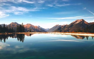 Картинка горы, озеро, природа, пейзаж, отражение, небо, лес