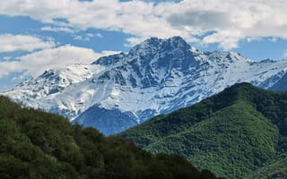 Картинка горы, природа, пейзаж, снег, небо, лес, высота