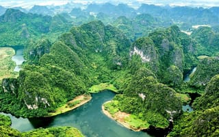 Картинка природа, горы, река, ландшафт, зелень, пейзаж, вода