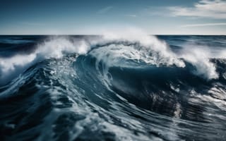 Картинка океан, волны, природа, вода, море, пейзаж, синий